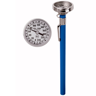 High Temp/Spot Checking Thermometer PT50R, 1 inch dial, 5 inch stem, glass