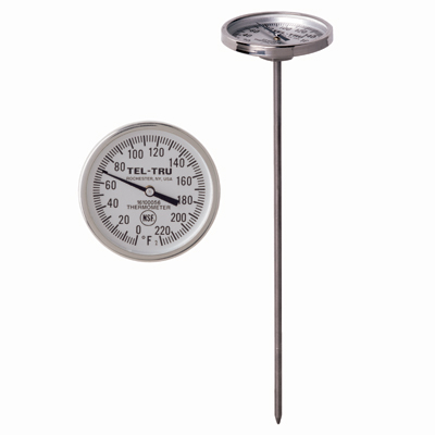 Refrigerator/Freezer Thermometer GT100R, 1-3/4 inch dial, 8 inch stem, -40/160 degrees F