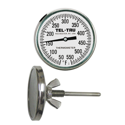 Barbecue Pit Thermometer BQ225, 2 inch dial and 2-1/2 inch stem