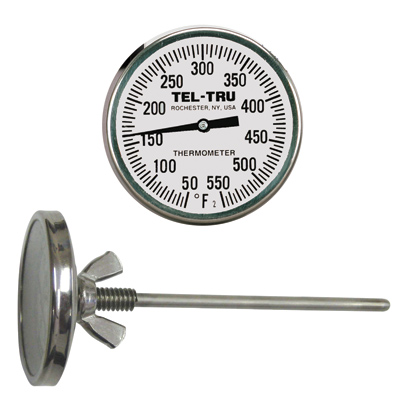 Barbecue Pit Thermometer BQ225, 2 inch dial and 4 inch stem