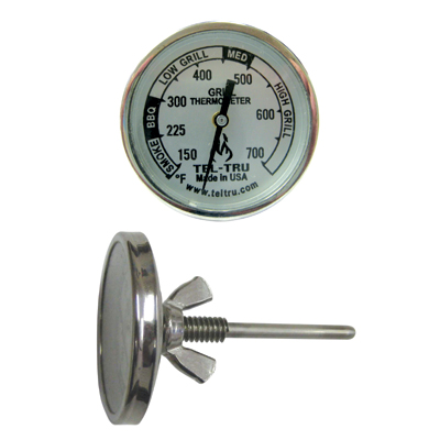 Barbecue Grill Thermometer BQ225, 2 inch dial and 2.13 inch stem