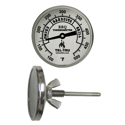 Barbecue Thermometer, 2 inch aluminum dial BQ225, 2.5 inch stem, zones