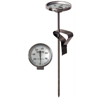 High Temp/Spot Checking Thermometer LT225R, 2 inch dial, 12 inch stem, glass