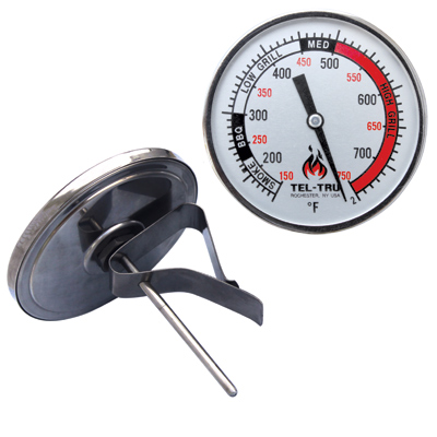 BIG Green Egg, Primo, Komodo, Grill Dome, or other Kamado-style Replacement Thermometer BQ325R, 2-1/2” stem, 150/750 degrees F, zoned dial