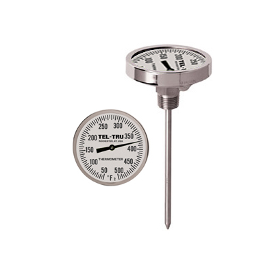 Barbecue Thermometer, 3 inch aluminum dial UT300, 2-1/2 inch stem, 150/750 degrees F