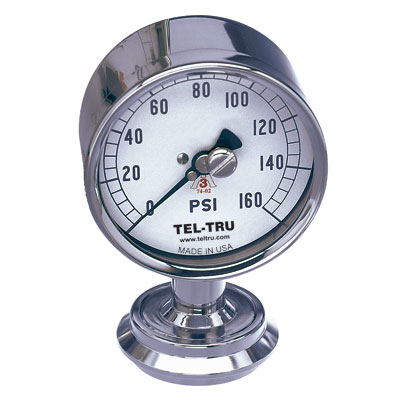 Food and Dairy Sanitary Pressure Gauge 3580, 3-1/2″ dial