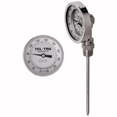 BC350R Bottom Connect Thermometer, 3 inch dial, 316SS wetted parts