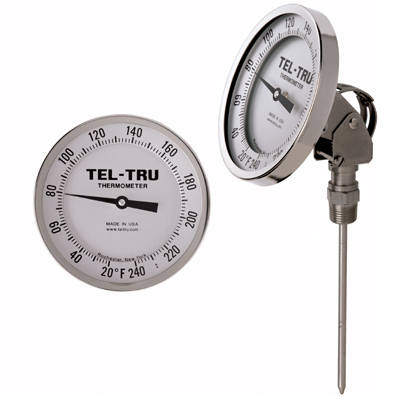 AA375R Adjustable Angle Thermometer, 3 inch dial, 316SS wetted parts