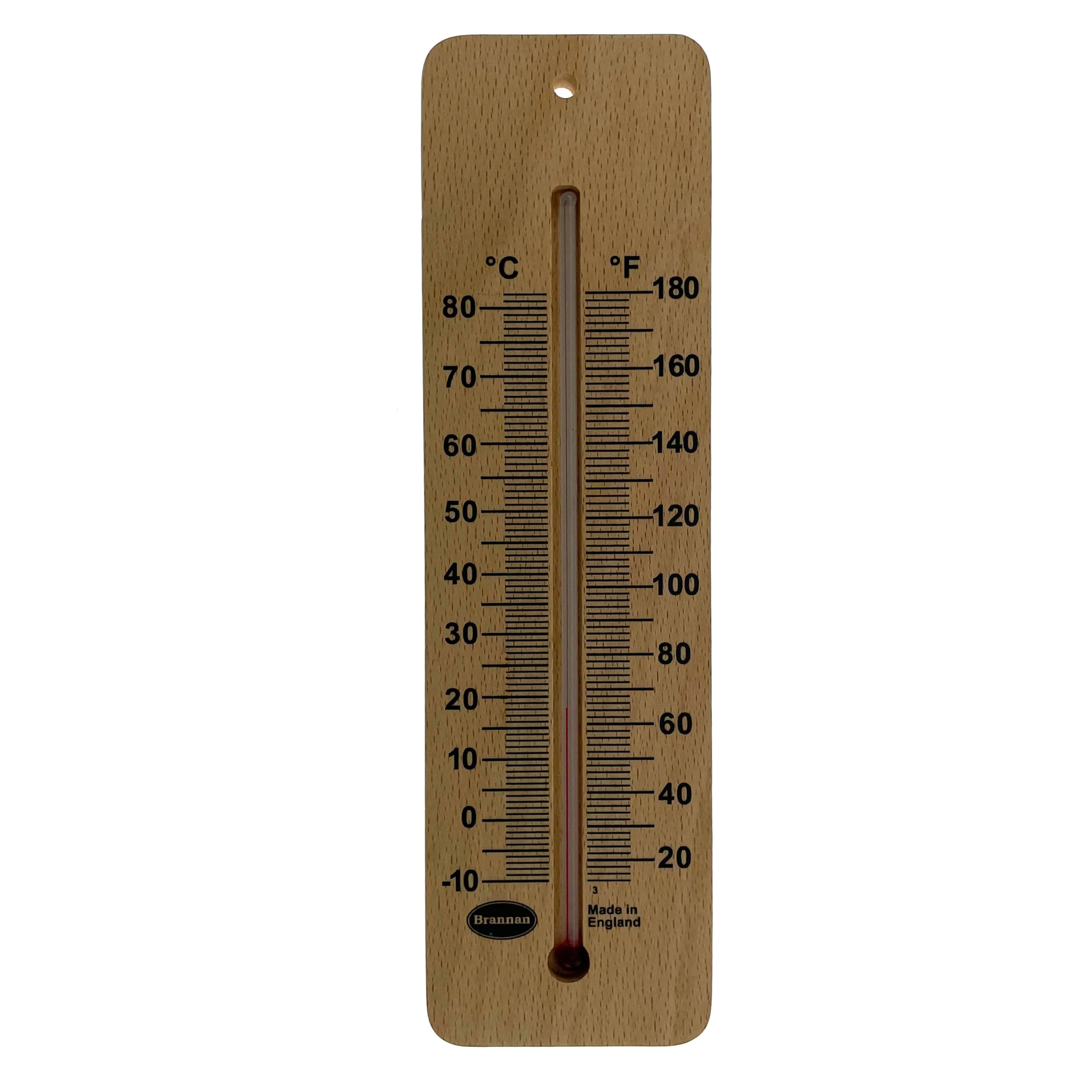 215mm high range wide wood wall thermometer