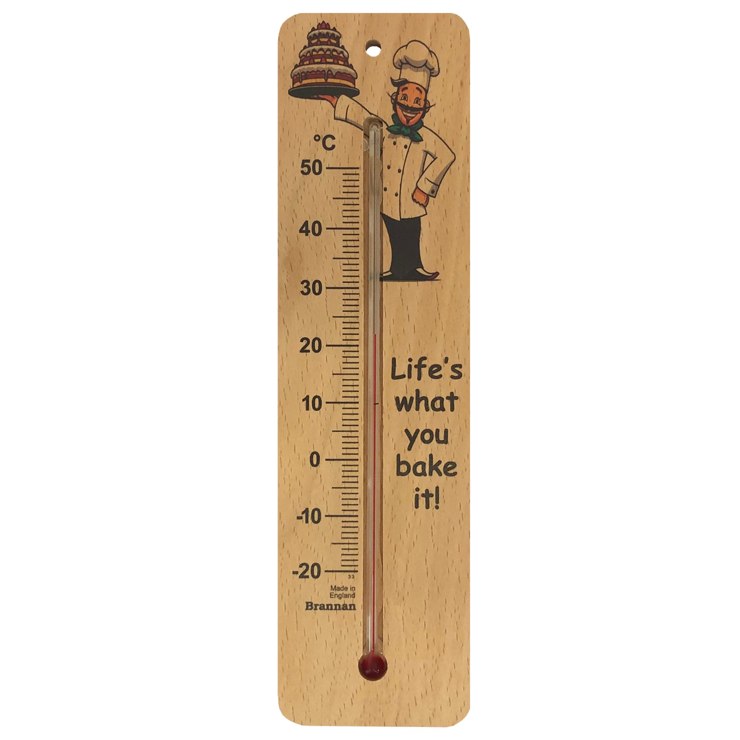 215mm wide wood wall thermometer – pastry chef design