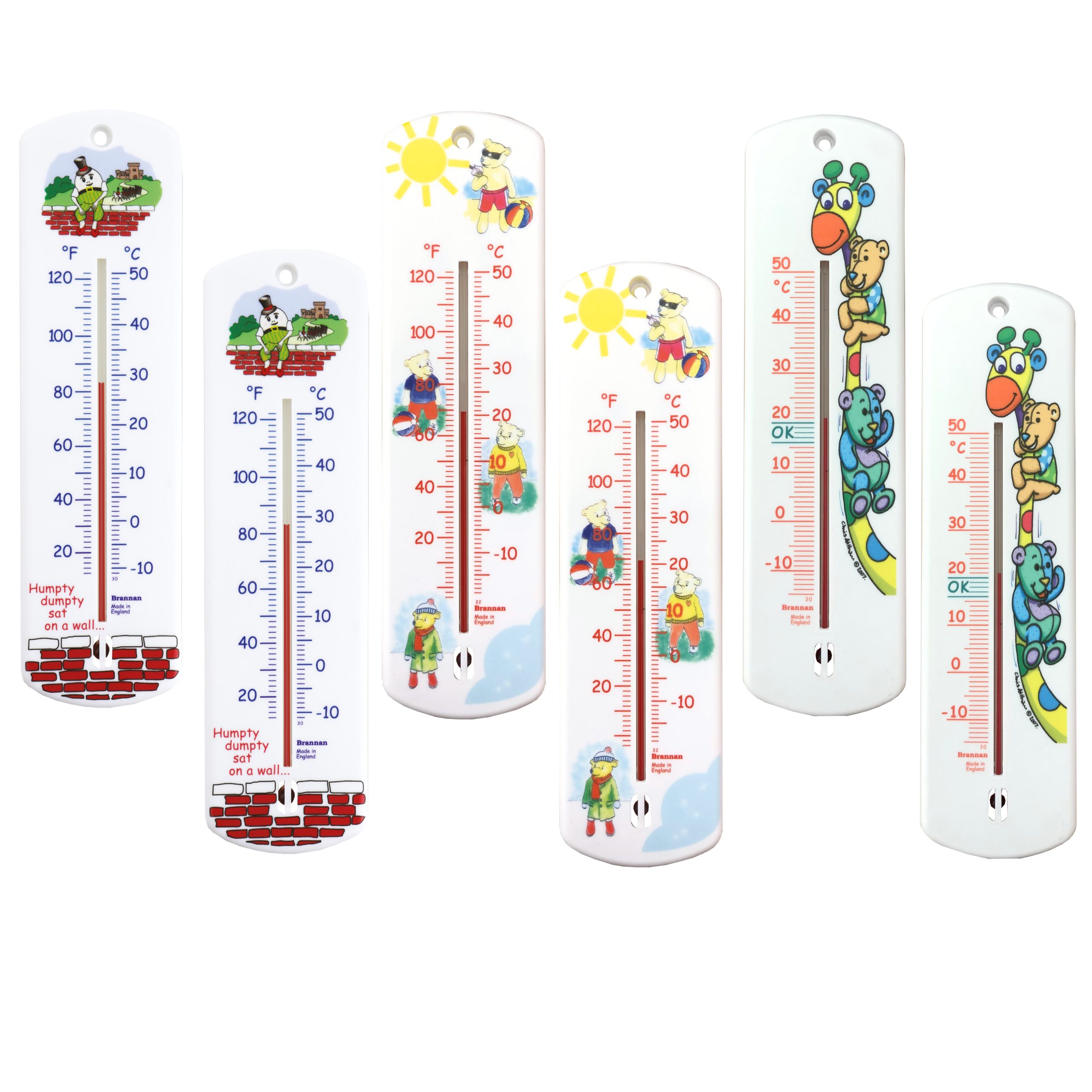 240mm nursery wall thermometers – various designs – pack of 6