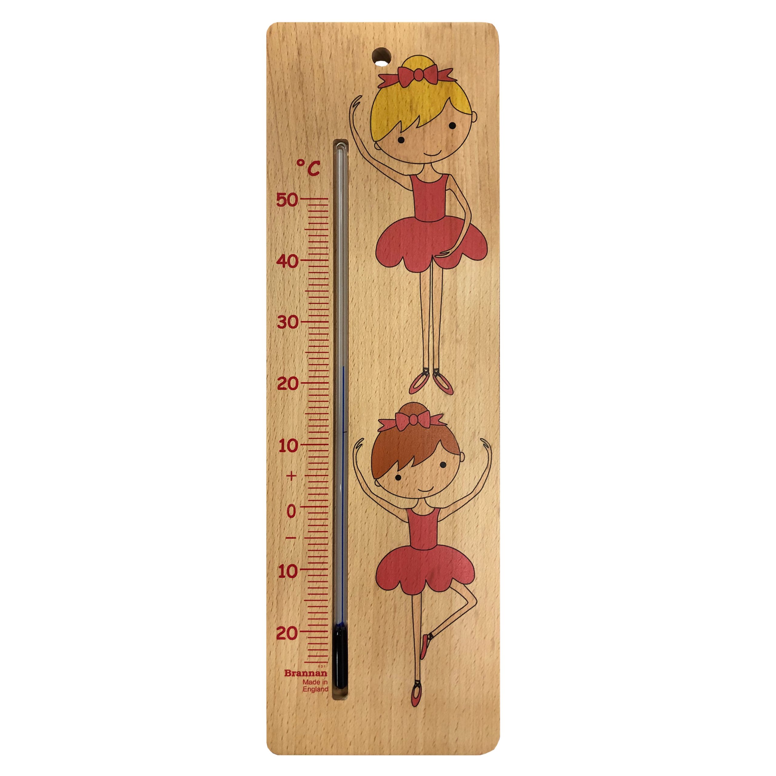 380mm wide wood wall thermometer – ballerina design